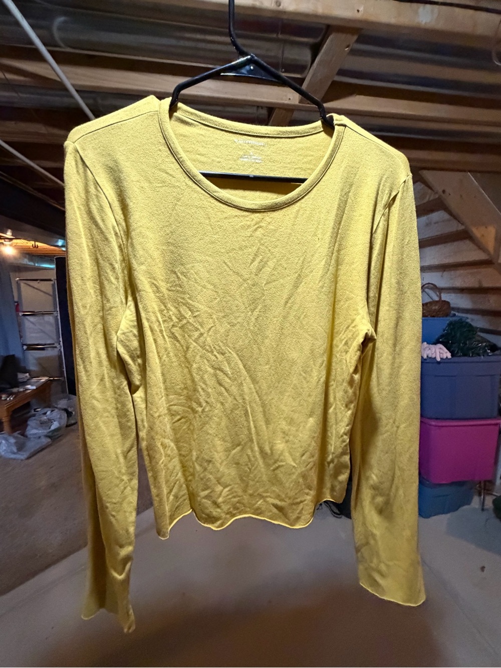 Anthropologie Mustard Yellow Long-Sleeve Crewneck Top